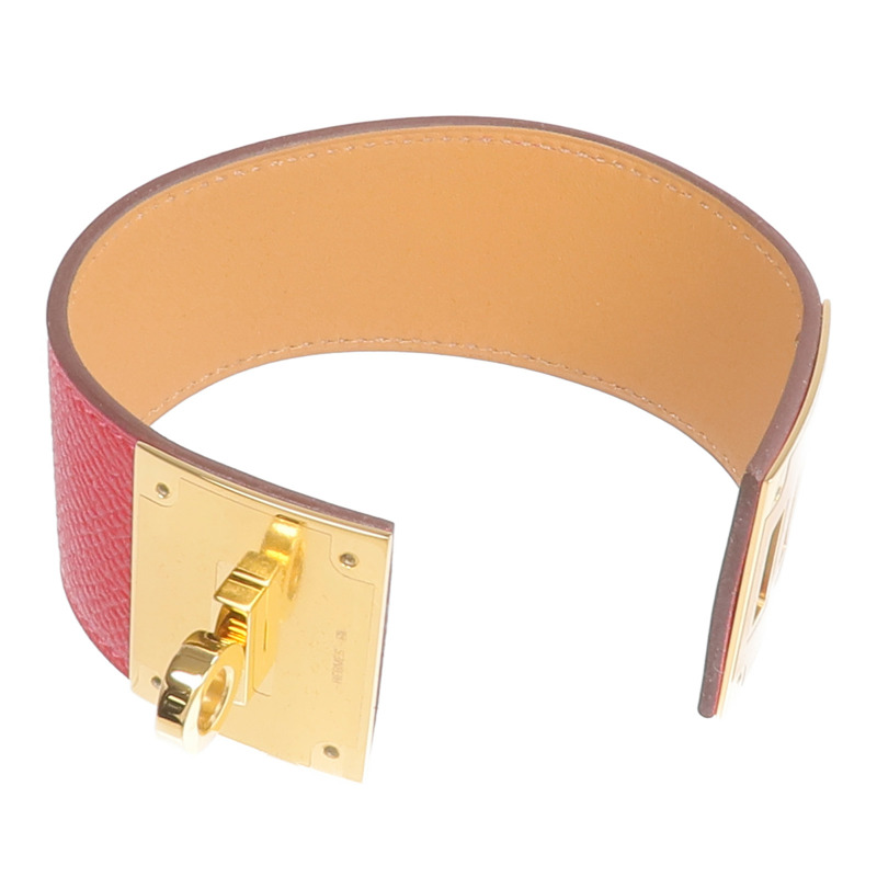 HERMES Epsom皮革Kelly Dog Bracelet手帶Rouge Casaque-6