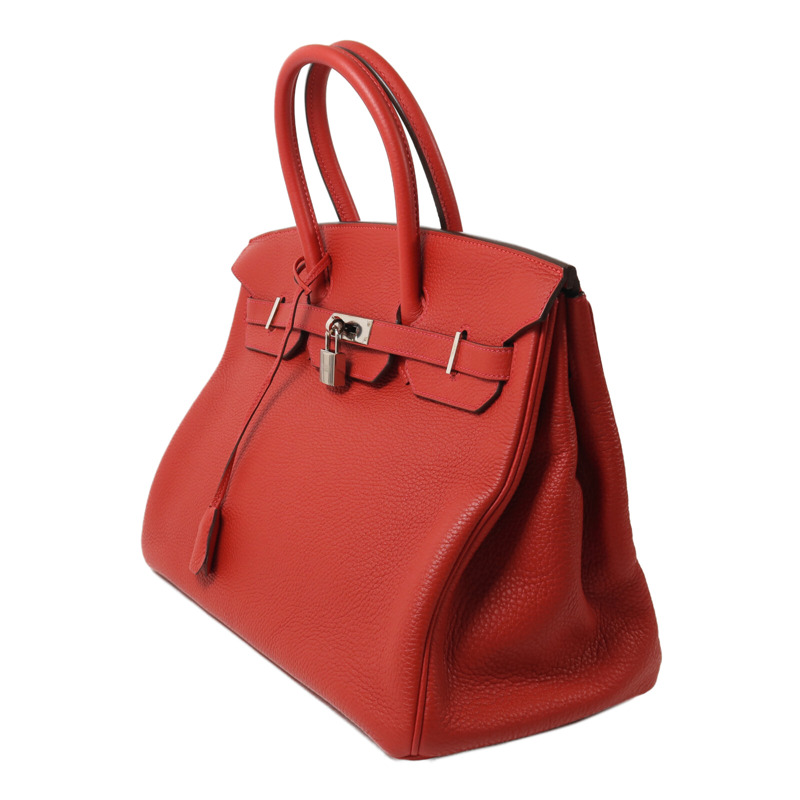 HERMES Clemence皮革Birkin 35手挽袋Rouge Casaque-2
