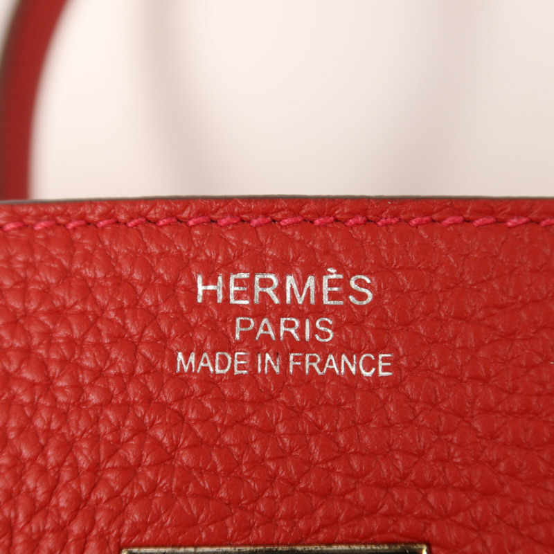 HERMES Clemence皮革Birkin 35手挽袋Rouge Casaque-5