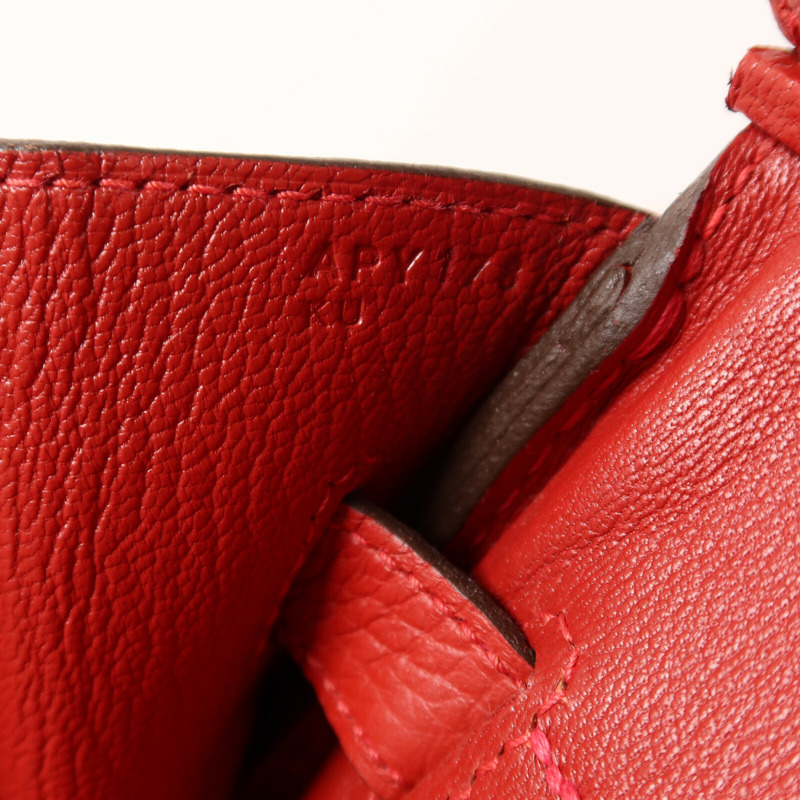 HERMES Clemence皮革Birkin 35手挽袋Rouge Casaque-6