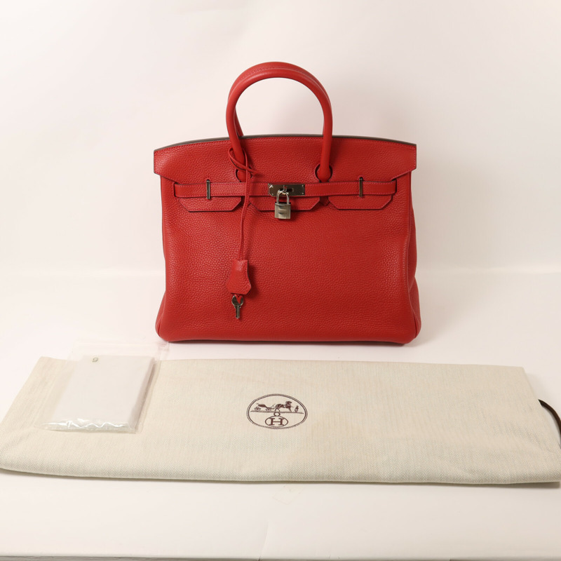 HERMES Clemence皮革Birkin 35手挽袋Rouge Casaque-8