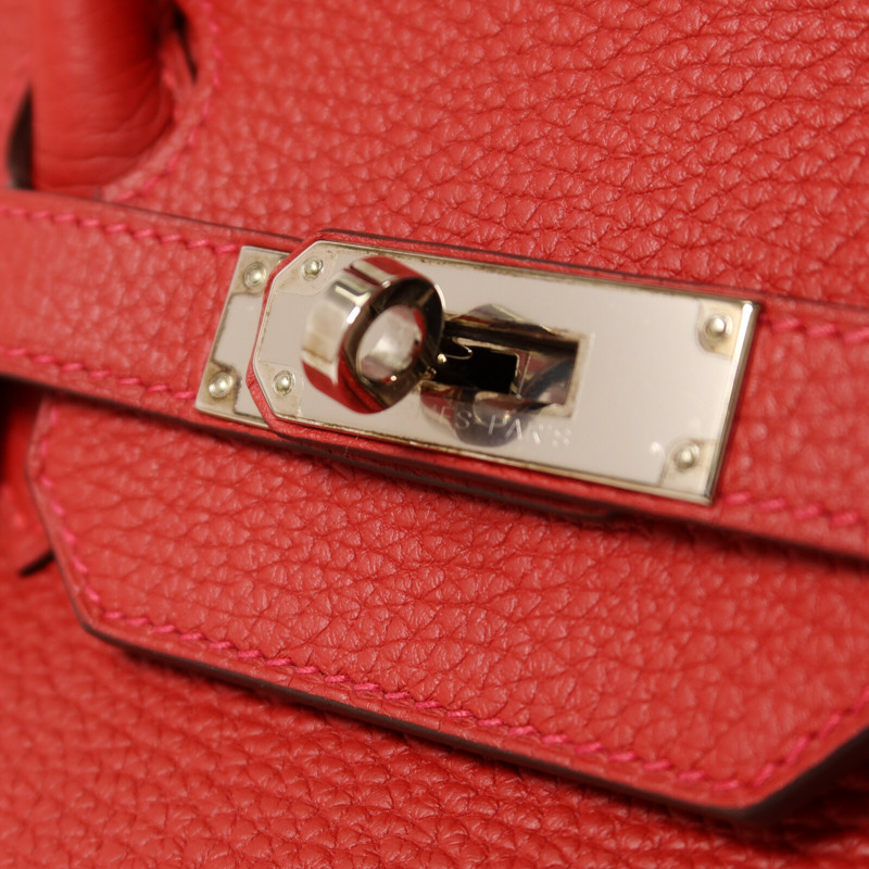 HERMES Clemence皮革Birkin 35手挽袋Rouge Casaque-9