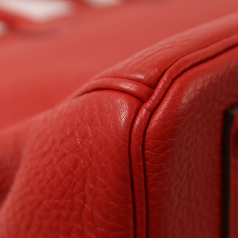 HERMES Clemence皮革Birkin 35手挽袋Rouge Casaque-12