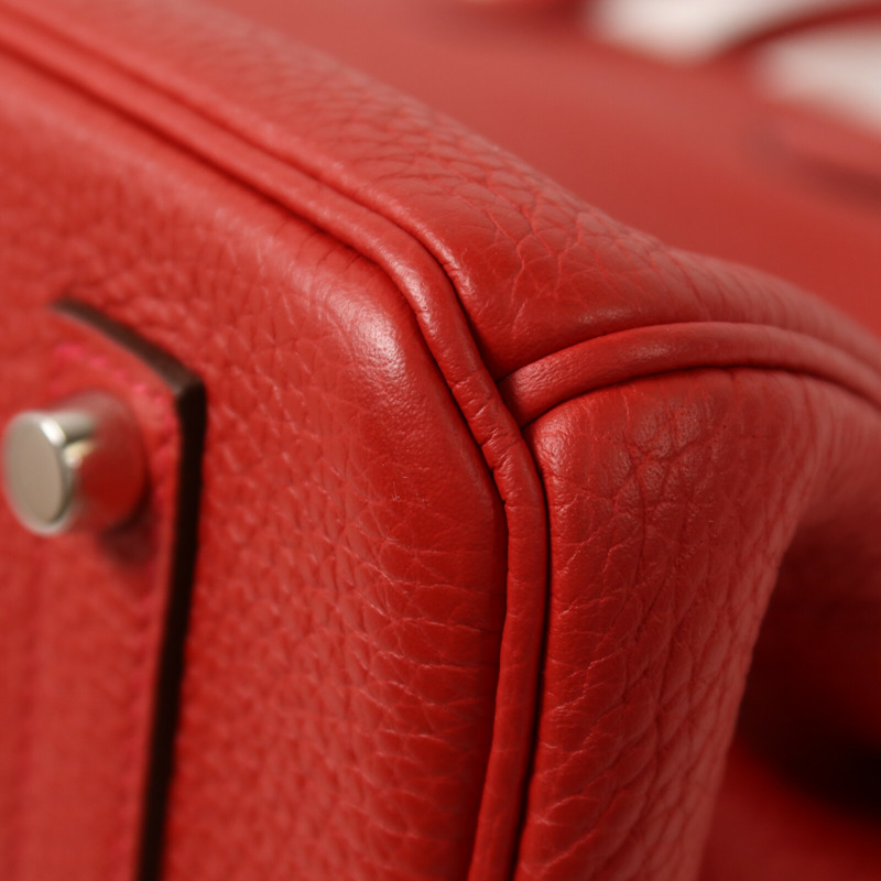 HERMES Clemence皮革Birkin 35手挽袋Rouge Casaque-13