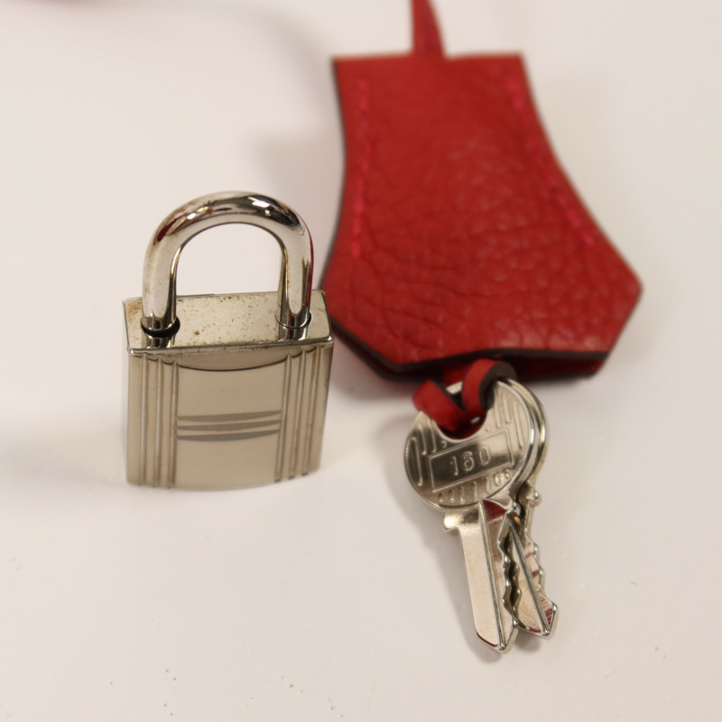 HERMES Clemence皮革Birkin 35手挽袋Rouge Casaque-14