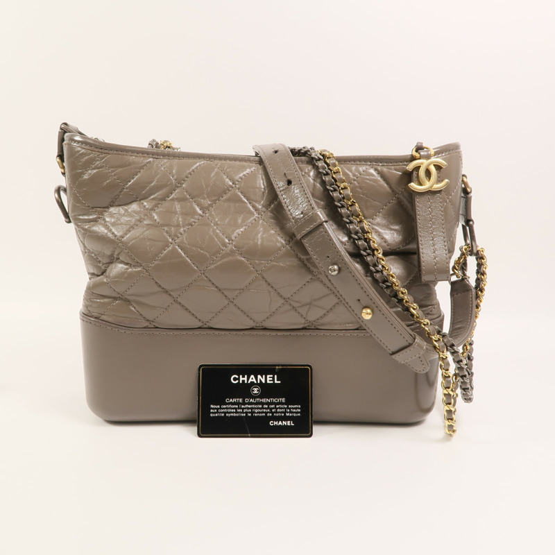 CHANEL 牛皮皮革Gabrielle Medium鏈帶肩背袋-9