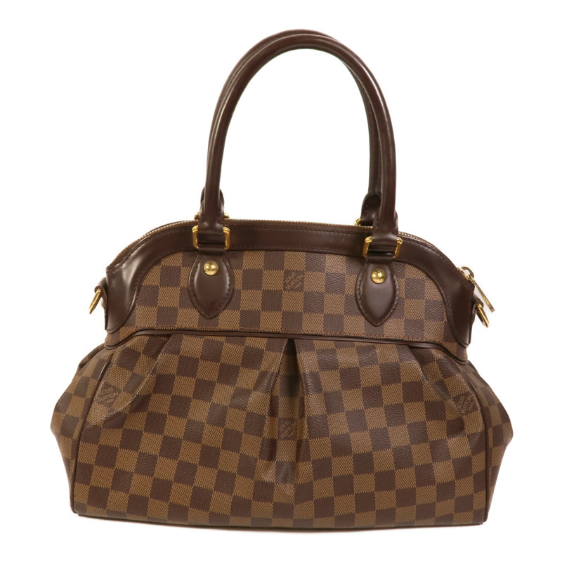 LOUIS VUITTON Damier Trevi金扣手挽肩背兩用袋棕色-1