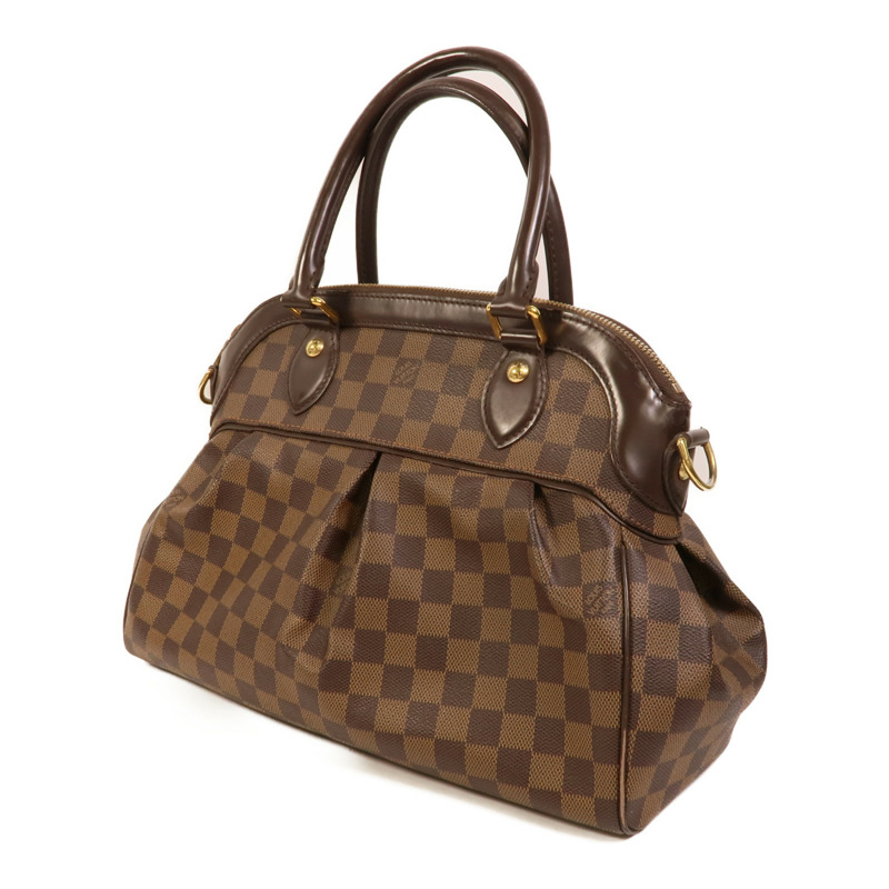 LOUIS VUITTON Damier Trevi金扣手挽肩背兩用袋棕色-2