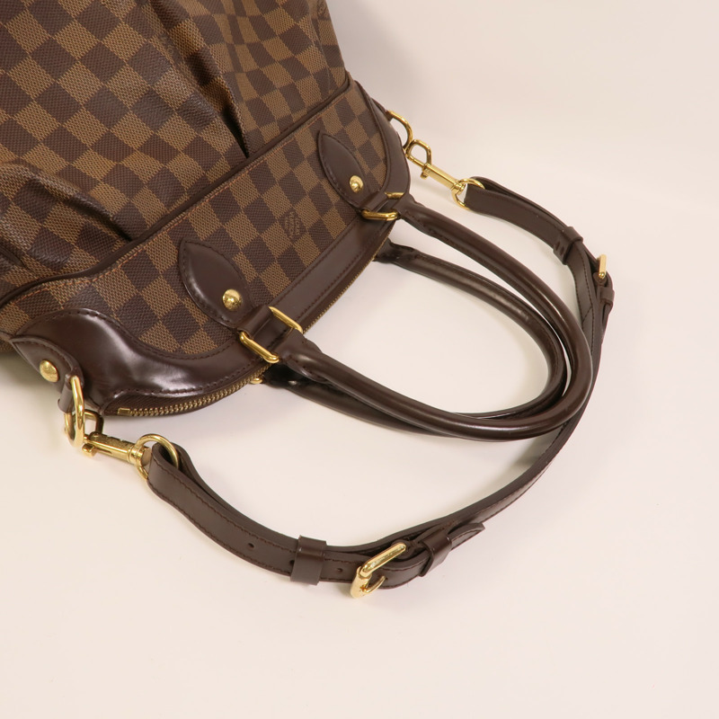 LOUIS VUITTON Damier Trevi金扣手挽肩背兩用袋棕色-5