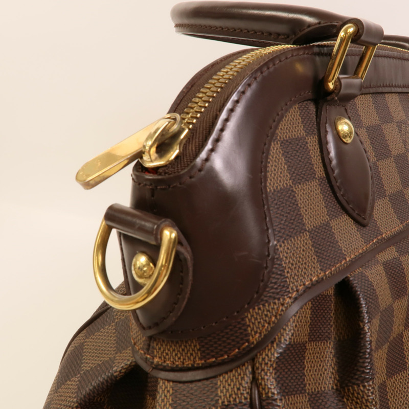 LOUIS VUITTON Damier Trevi金扣手挽肩背兩用袋棕色-7