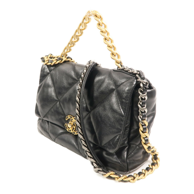 CHANEL 羊皮皮革Chanel 19 Medium鏈帶手挽肩背兩用袋-2