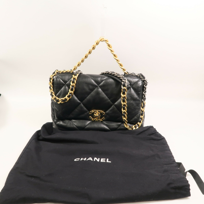 CHANEL 羊皮皮革Chanel 19 Medium鏈帶手挽肩背兩用袋-9