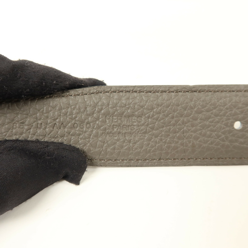 HERMES Box/Togo皮革Constance Reversible H腰帶Noir/Etain-7