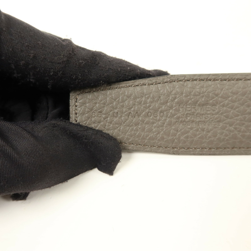 HERMES Box/Togo皮革Constance Reversible H腰帶Noir/Etain-8
