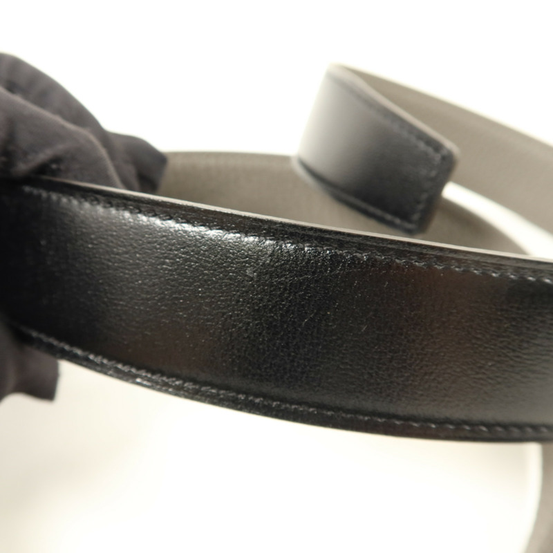 HERMES Box/Togo皮革Constance Reversible H腰帶Noir/Etain-11