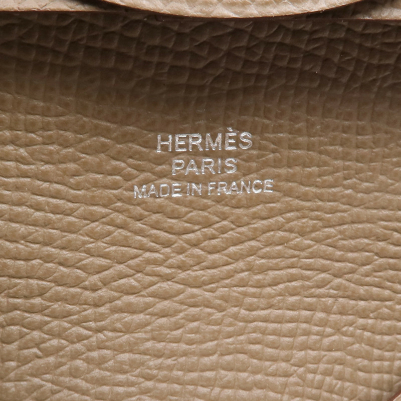 HERMES Epsom皮革Bastia零錢包Etoupe-7