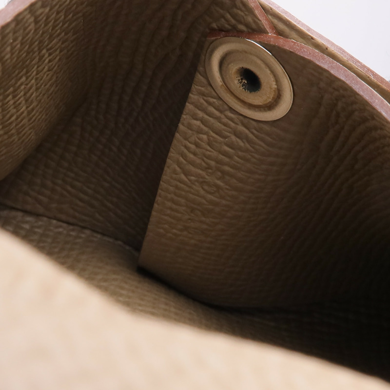 HERMES Epsom皮革Bastia零錢包Etoupe-8