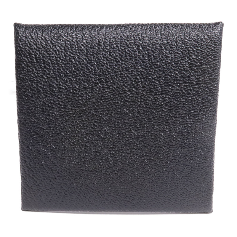 HERMES Chevre皮革Bastia零錢包Noir-2