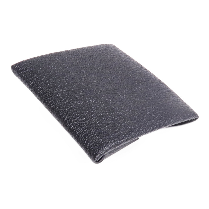 HERMES Chevre皮革Bastia零錢包Noir-4