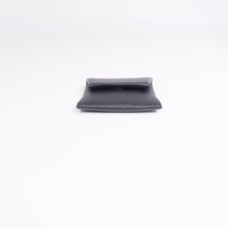 HERMES Chevre皮革Bastia零錢包Noir-5