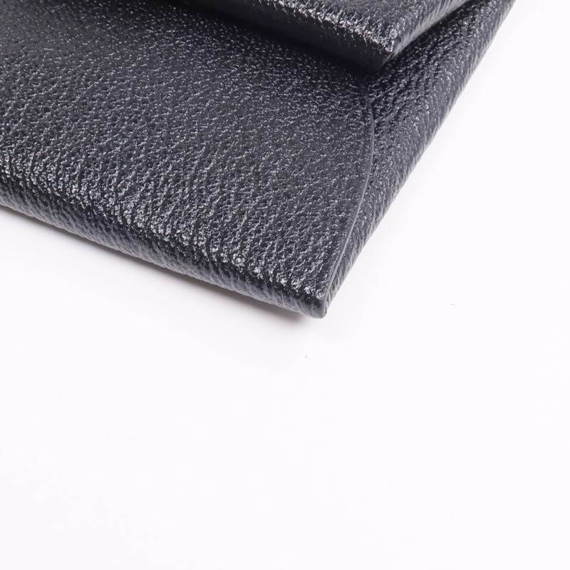 HERMES Chevre皮革Bastia零錢包Noir-10