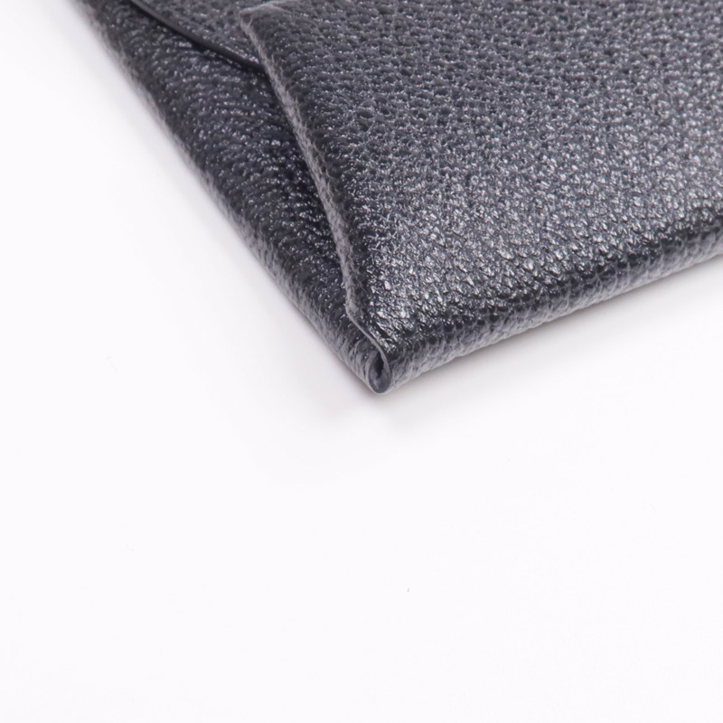 HERMES Chevre皮革Bastia零錢包Noir-12