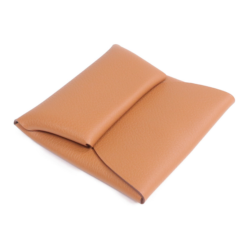 HERMES Evercolor皮革Bastia零錢包Gold-3