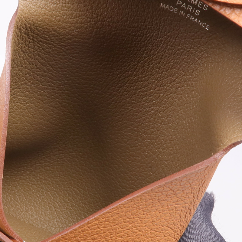 HERMES Evercolor皮革Bastia零錢包Gold-6
