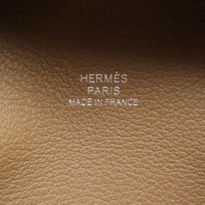 HERMES Evercolor皮革Bastia零錢包Gold-7