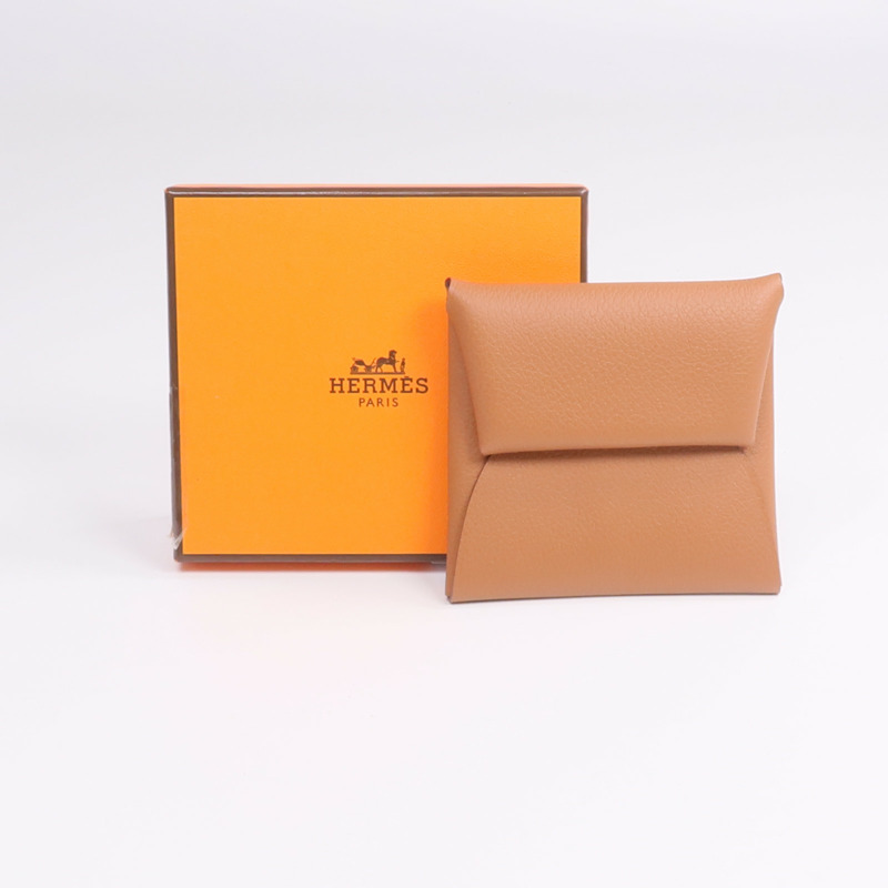 HERMES Evercolor皮革Bastia零錢包Gold-9