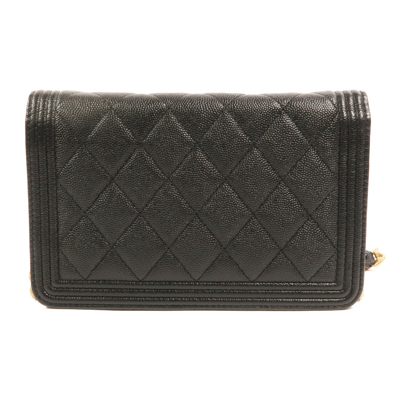 CHANEL 牛皮皮革Boy Wallet On Chain鏈帶肩背袋-1