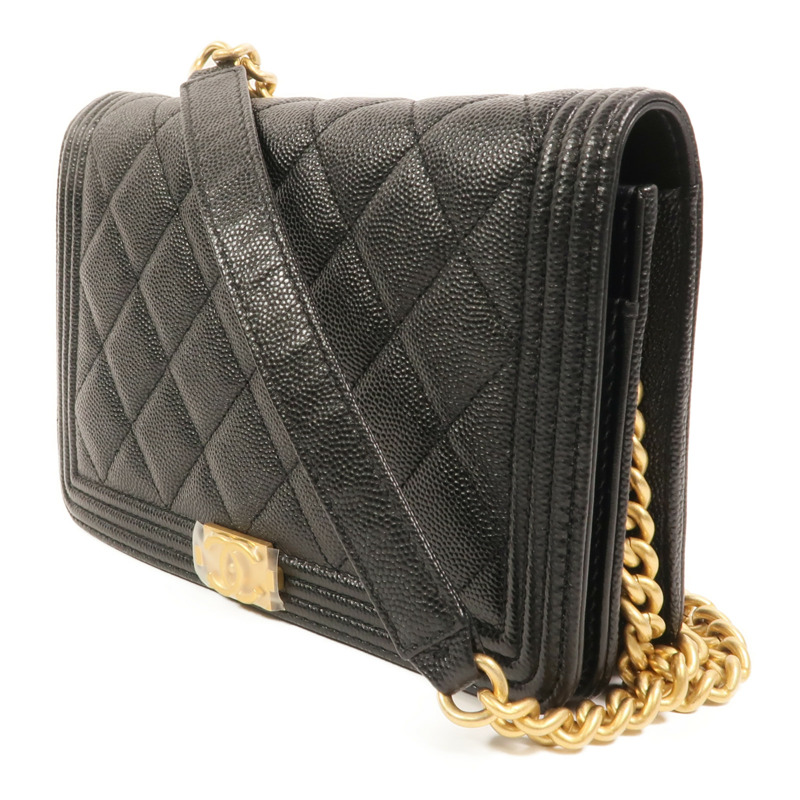 CHANEL 牛皮皮革Boy Wallet On Chain鏈帶肩背袋-2