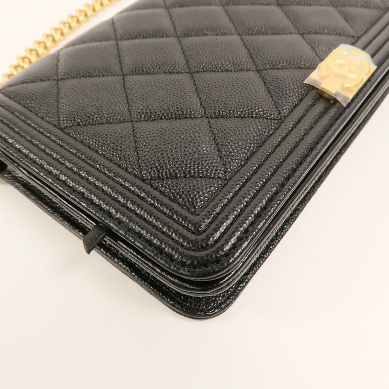 CHANEL 牛皮皮革Boy Wallet On Chain鏈帶肩背袋-12