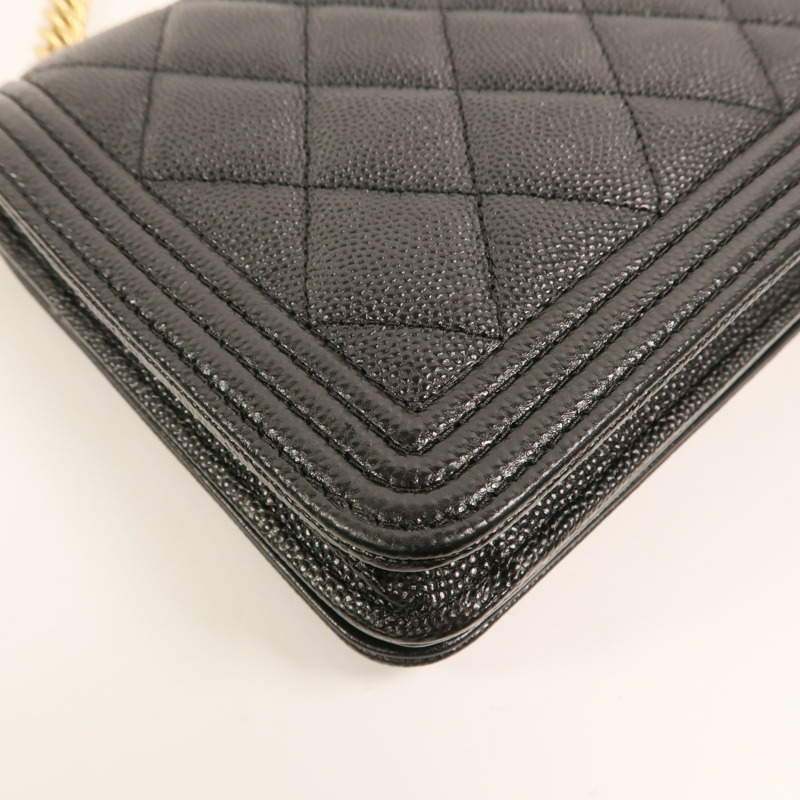 CHANEL 牛皮皮革Boy Wallet On Chain鏈帶肩背袋-14