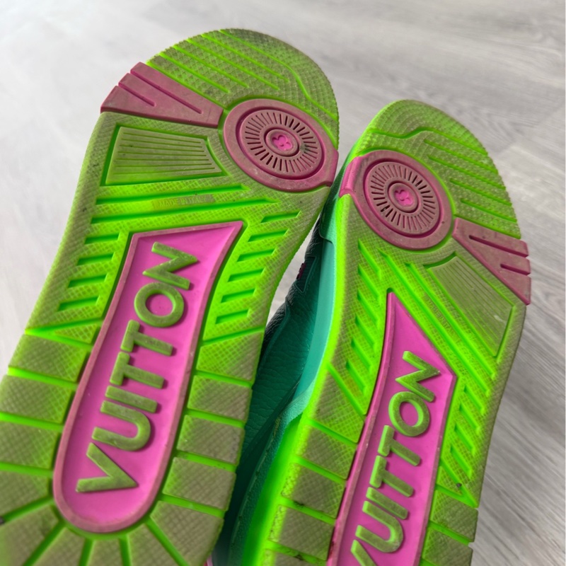 98新Lv Trainer 小牛皮低幫 時尚板鞋 男款 藍綠 5.5碼/41碼-3