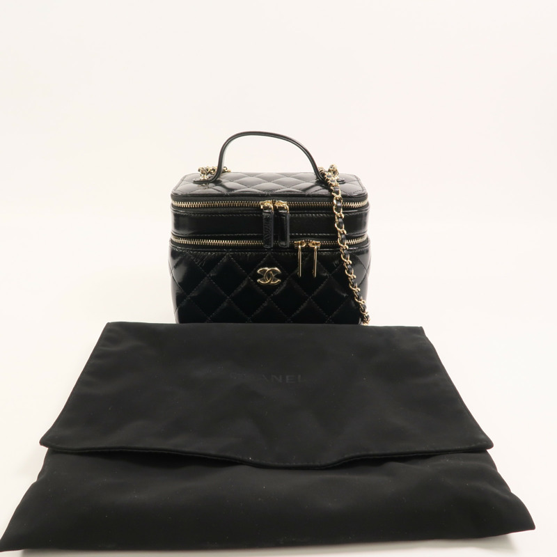 CHANEL 羊皮皮革Vanity Case鏈帶肩背袋-10