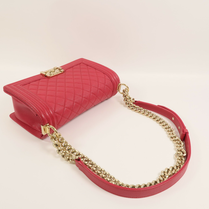 CHANEL 牛皮皮革Boy 25鏈帶肩背袋-7