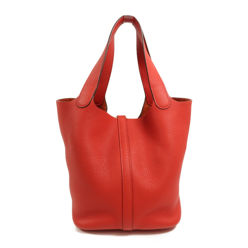 HERMES Clemence皮革Picotin MM手挽袋Vermillon-1