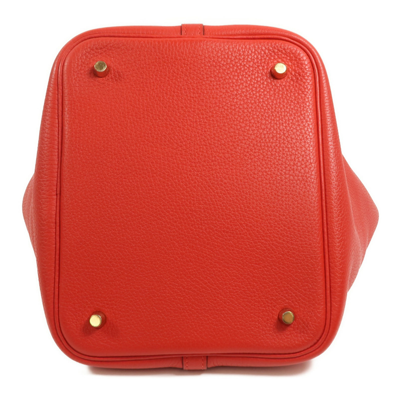HERMES Clemence皮革Picotin MM手挽袋Vermillon-3