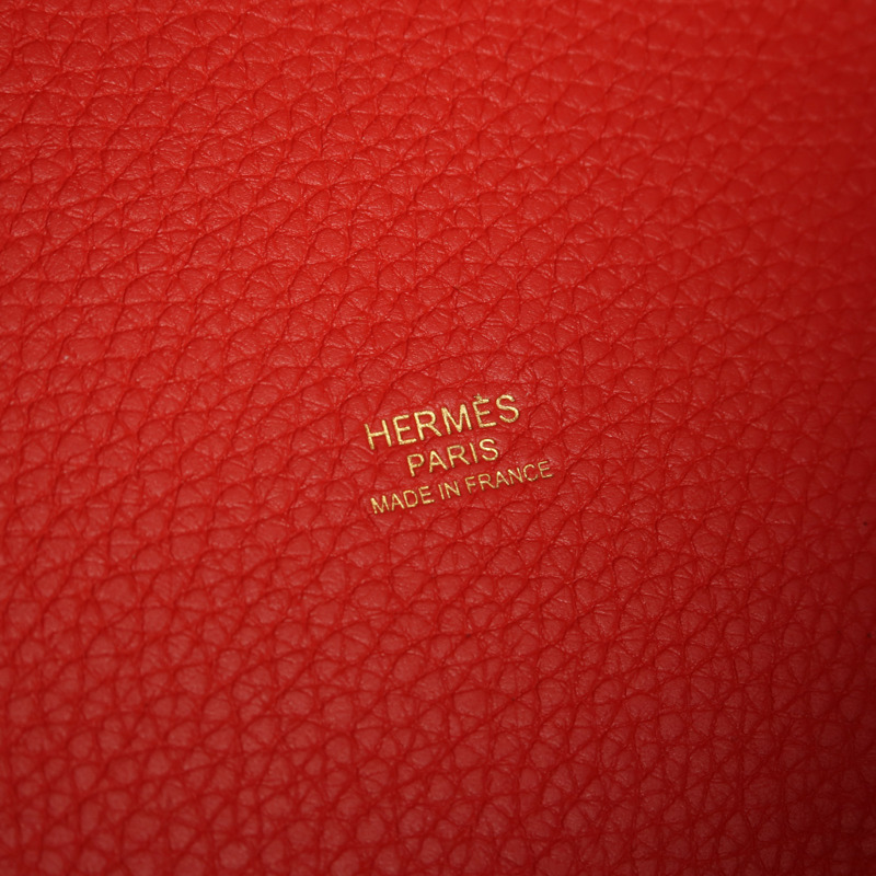 HERMES Clemence皮革Picotin MM手挽袋Vermillon-5