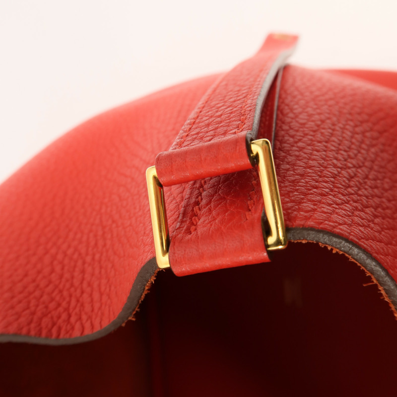 HERMES Clemence皮革Picotin MM手挽袋Vermillon-15