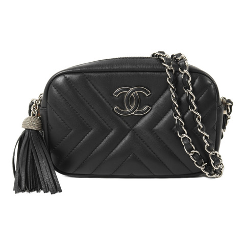 CHANEL 牛皮皮革Camera Bag鏈帶肩背袋