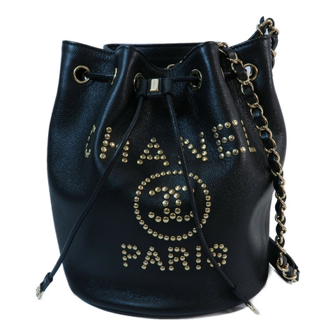 CHANEL 牛皮皮革Bucket Bag鏈帶肩背袋