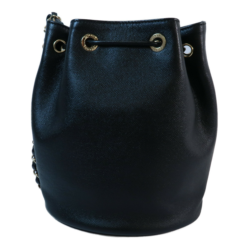 CHANEL 牛皮皮革Bucket Bag鏈帶肩背袋-1