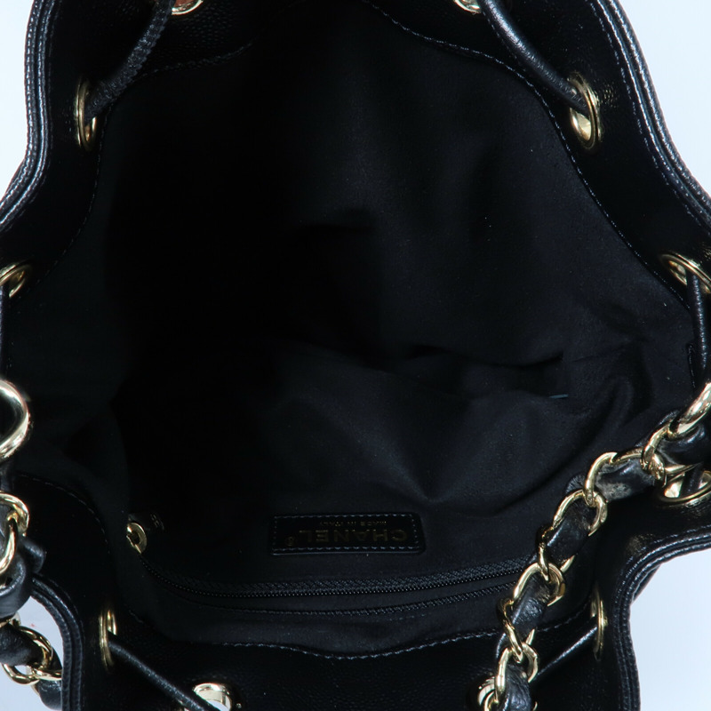 CHANEL 牛皮皮革Bucket Bag鏈帶肩背袋-4