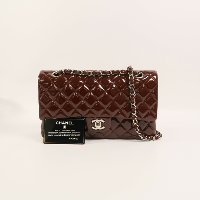 CHANEL 漆皮皮革Classic 25鏈帶肩背袋-11