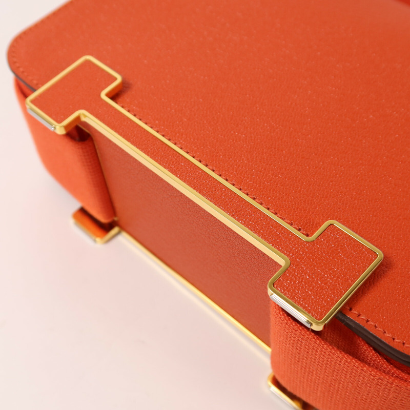 HERMES Chevre皮革Geta肩背袋Capucine-10