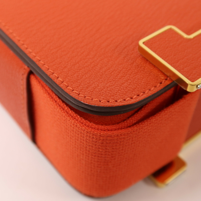 HERMES Chevre皮革Geta肩背袋Capucine-11