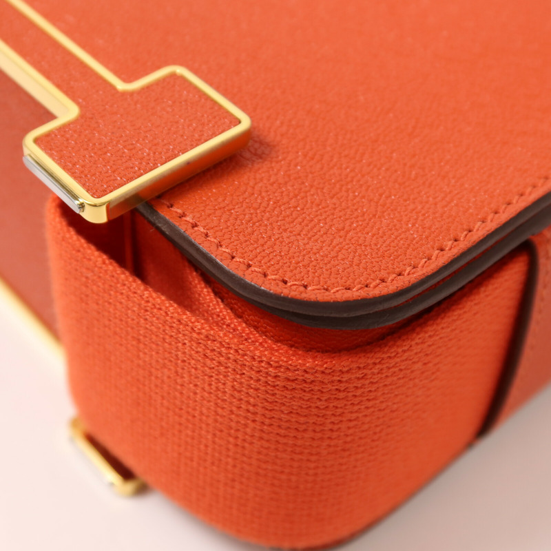 HERMES Chevre皮革Geta肩背袋Capucine-12