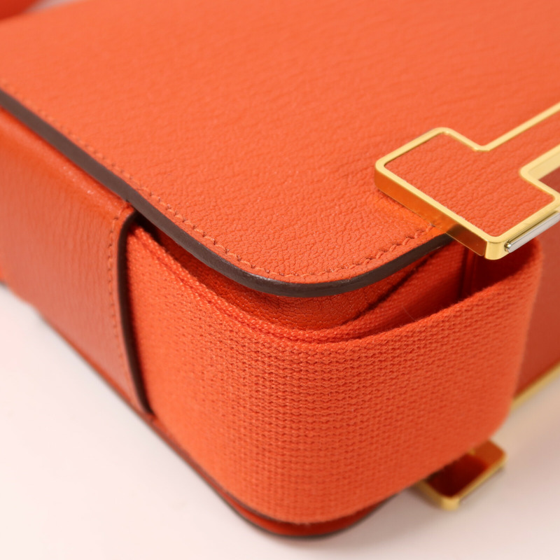 HERMES Chevre皮革Geta肩背袋Capucine-13